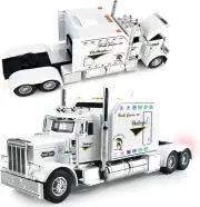 Diecast Semi Truck Toys with Sounds and Lights Pull Back Play Truck Toy for Kids