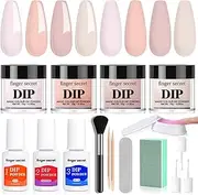 4 Colors Nail Dipping Powder Kit - Nude Pink Dip Powder Nail Kit - Natural Glossy Nail Powder Dip Kit Starter Set - French Nail Art Nail Powder - Essential Liquid Set with Base & Top Coat