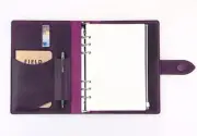 A5 loose leaf Writing notes Notebook binder Diary Notepad leather purple Q408