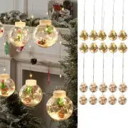 Christmas LED Light Snowflake Santa Lamp Window Ornaments Decoration