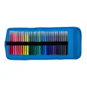 30 Piece Set of Fine Line Markers with Blue Roll-Up Storage Case
