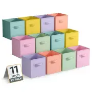 Sorbus 12 Pack Storage Bins - 11 Inch Foldable Fabric Storage Cubes with Handles