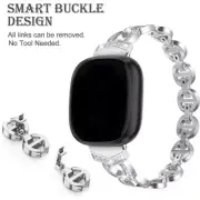 Metal Watch Band Bling for Fitbit Versa 4 3 2 1 Lite/Sense 1 2 Replacement Strap