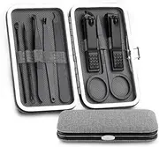 Nail clippers Scissors Suit Set Kits Manicure Stainless steel black Nail Clippers Tool,grey