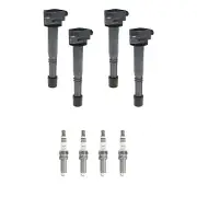 Hitachi 4 Ignition Coil 4 NGK Ruthenium Spark Plugs Kit For Civic CR-V 2.4 L4