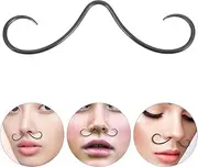 [DEARMAMY] 14G Mustache Septum Ring 316L Steel Nose Rings Smile Piercing Jewelry Nose Hoop Nasal Septum Ring for Women Men, Medium, Metal, no gemstone