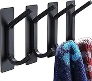 ETHEL Towel Hook/Adhesive Hooks - Black Wall Hooks Stick for Bathroom and Kitchen Heavy Duty Hooks 4-Pack, Stainless Steel