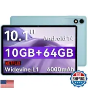 HNVHNV Tablet 10 Inch Android 14 Tablet, 10GB RAM 64GB ROM, 1TB Expansion, Oc