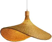 TONFON Creative Rattan Pendant Light Wicker Retro E26 E27 Chandelier Woven Asian Style Restaurant Cafe Club Ceiling Light Fixture for Kitchen Island Dining Room Bedroom Hallway Bar Living Room (Size
