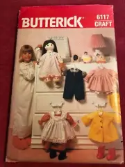 BUTTERICK #6117 - CUTE 19" DOLL CLOTHES - RAIN COAT - DRESSES PATTERN FF