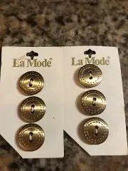 2 Cards Of La Mode Gold Buttons3/4” Free Shipping