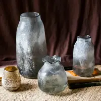 在飛比找樂天市場購物網優惠-掬涵 白夜逆行 玻璃花瓶花器水瓶磨砂工藝 復古文藝裝飾擺件
