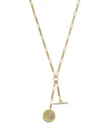 Zoe Chicco 14K Yellow Gold Bezel Diamonds Diamond Sunbeam Medallion Lariat Necklace, 16-18