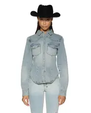 Bella Long Sleeve Shirt - Paragon Stone Wash Denim | Ksubi ++
