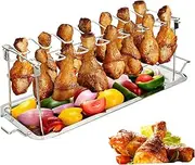 ROMISBABA Stainless Steel Chicken Grill Tray Capacity Barbecue Rack for Outdoor Cooking Durable and Portable Design for Roasting Chicken and Multi Food Preparation