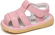 [DADAWEN] Baby Boys Girls Summer Lightweight Soft Sole Closed-Toe Outdoor Leather Athletic Sandals
