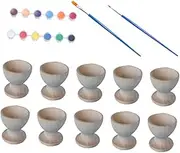 HAKIDZEL 10PCS DIY Graffiti Egg Tray for Painting Model Decor with Pigments Pens for Artistic Creation Pretend Play Wooden Design for Home Use