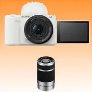 Sony ZV-E10 Mark II Mirrorless Camera with 16-50mm and 55-210mm Lenses Kit (White) - Brand New