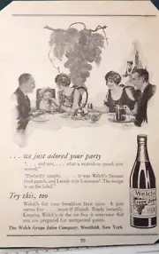 1931 Welches Grape Soda Print advertising Art, Rare Ad Couples Party