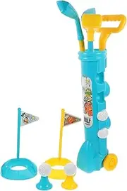 Kisangel 1Set Golf Set Rolling Case with Clubs Balls Bases Flags Fun Outdoor Parent Playing Pe Material for Skill Activities