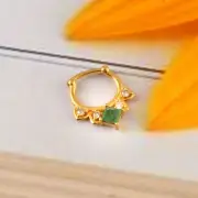 16G 18k Nose Ring ,Gold Natural Emerald Or Real Diamond Septum Daith Ring