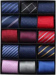 Corbatas para hombre, 15 unidades, surtido de corbatas con cremallera, de seda.