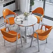 Snaweo Office Reception Room Club Table and Chair Set, Office Table and Chair Set, Conference Reception Room Coffee Table with 4 High Back PU Leather Chairs, for Home Kitchen Office(Orange)