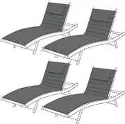 Sundale Outdoor Olefin Quilted Lounge Cushion Set of 4, Patio Foldable Chaise Lounger Cushion, Water-Resistant Lounge Chair Pad with Straps Medium Gray, 80 x 26 inches