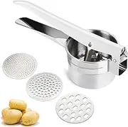 Large Potato Ricer Stainless Steel, Potato Masher Stronger, with Longer Leverage Handles,3 Interchangeable Discs, Ricer Kitchen Tool-Mashed Potatoes, Masher for Fruits, Vegetables, Baby Food,etc