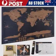 Deluxe Scratch Off World Map Personalised World Map Poster Travel Decor Gift AU