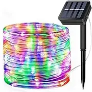300LED Solar Rope Strip Light Outdoor Waterproof Fairy Light Strings Christmas Decor for Garden Lawn Tree Yard Fence Pathway (Multicolor, 472.4in 100LEDs)