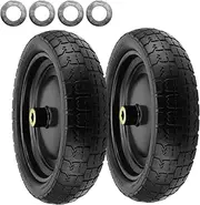 TAICHEUT 2 Pack 13 Inch Flat-Free Tires for Carts, Gorilla Cart Replacement Wheels, Heavy Duty Solid Replacement Tires with 5/8 Inch Bearings for Wheelbarrow, Trolleys, Hand Trucks, Utility Carts