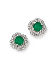 Bloomingdale's Fine Collection Emerald & Diamond Spiral Stud Earrings in 14K White Gold