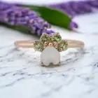 14k Rose Gold 5 MM Heart Shaped Natural Fire Opal Peridot Engagement Bridal Ring