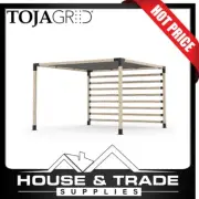 Toja Grid 3.66 x 3.66m Pergola Kit W/ Post Wall & Shade GK-PW1212GR13