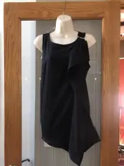 White House Black Market Black Sleeveless Blouse Ruffle Black Size S New