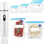 Handheld Food Vacuum Sealer with USB Charging, 15 Reusable Storage Bags, Black (white)