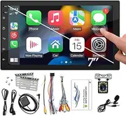 Car Radio Android 11 System 1GB+ 16GB Car Stereo Wireless Carplay&Android Auto 7-inch Touchscreen Car Audio Receiver MP5 Player Built-in GPS WiFi Bluetooth Mirror Link FM USB+12LED CAM+MIC