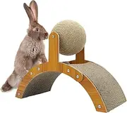 Fhiny Rabbit Scratch Toy, Natural Sisal Rabbit Scratching Ball with Cardboard Pad 2-in-1 Bunny Claw Scratcher Interactive Toys Nail Scratching Post for Indoor Pets Kittens Ferrets Small Animals