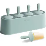 Popsicle Mold Set 4 Pieces Homemade Silicone Popsicle Maker Easy Release Ice Cream Molds Reusable DIY Pop Molds (Green)