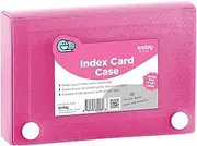 Enday Index Card Holder Pink, 3x5 Note Flash Card Organizer Case, File Box with 5 Dividers, Notecard Box Holds 100 Cards, Also Available in Red, Purple, Green, Blue, Grey, 1 Pack