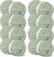 Amylove 8 Pack Chunky Chenille Yarn for Crocheting 31.7 yd 8 oz Each Skein Bulky Fluffy Soft Jumbo Thick Yarn for Hand Knitting Blanket Handcrafts Weaving Arm Knitting(Sage Green)