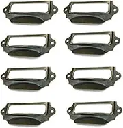 SagaSave Label Holder Pull Handles, Vintage Iron Label Frame Drawer Knobs with Screws for Cabinet Cupboard, Bronze Tone, 90x40mm, Pack of 8