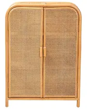Baxton Studio Curacao Modern Bohemian Rattan 2-Door Storage Cabinet