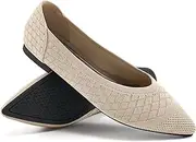[Aomigoct] Womens Ballet Flats Dress: Black 8 Comfortable Pointed Toe Knit Flat for Women - Casual Slip On Walking Shoes