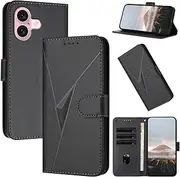 Oduio for iPhone 16 Case Wallet iPhone 16 Cases with Wrist Strap Magnetic Clasp iPhone 16 Cover Leather with Card Holde Slot Stand Flip Folio Cases Wallet for Women for Man IP16 Phone Case Black