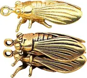 BATHVEVE 3pcs Vintage Brass Cicada Figurine Creative Desktop Decor Retro Cicada Statues for Unique Home Decoration and Compact Brass Decor