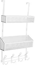 HEALLILY Over Door Organizer Rack Double Mesh Storage Basket with Hooks for Coats Towels Items Sturdy Design for Practical Bedroom Closet Storage