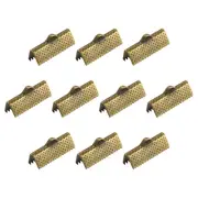 50Pcs Ribbon Crimp Clamp Ends 16mm Cord End Clasp for DIY Craft Bronze Tone