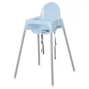 ANTILOP highchair with safety belt, light blue/silver-colour